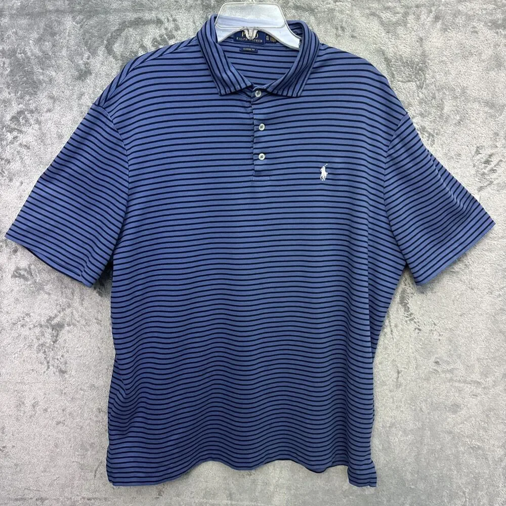 Polo Ralph Lauren polo shirt men xl Striped blue cotton
